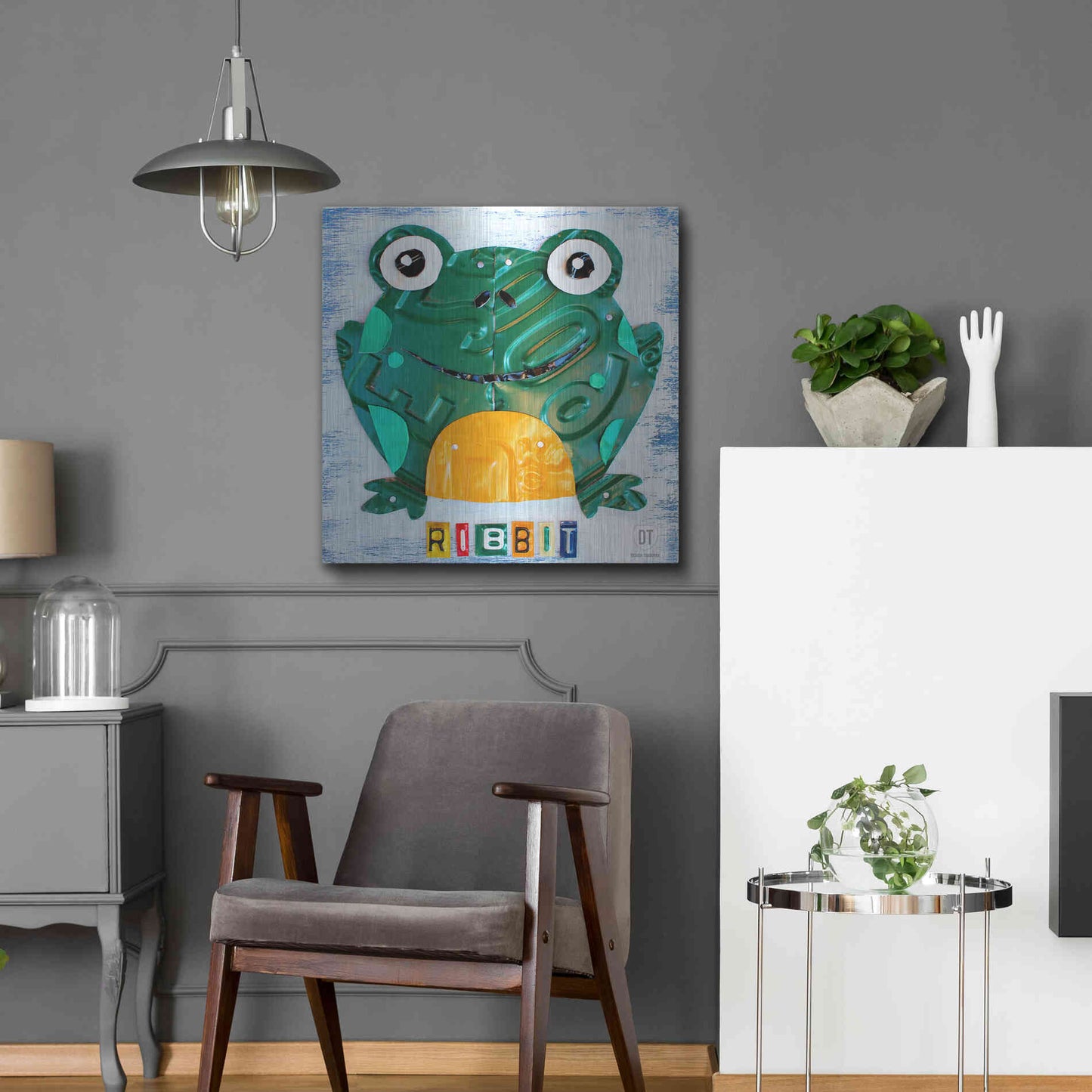Luxe Metal Art 'Ribbit The Frog' by Design Turnpike, Metal Wall Art,24x24