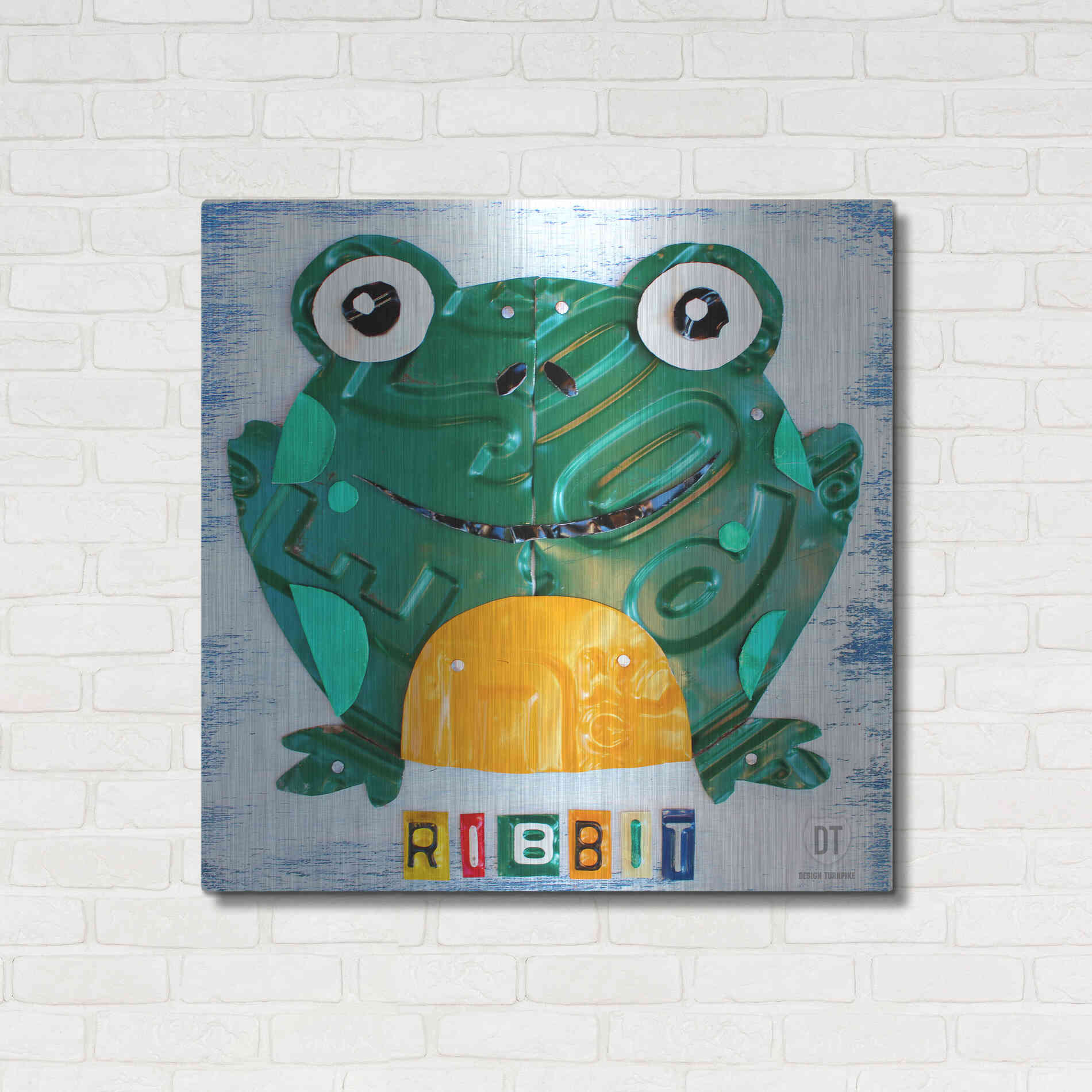 Luxe Metal Art 'Ribbit The Frog' by Design Turnpike, Metal Wall Art,36x36