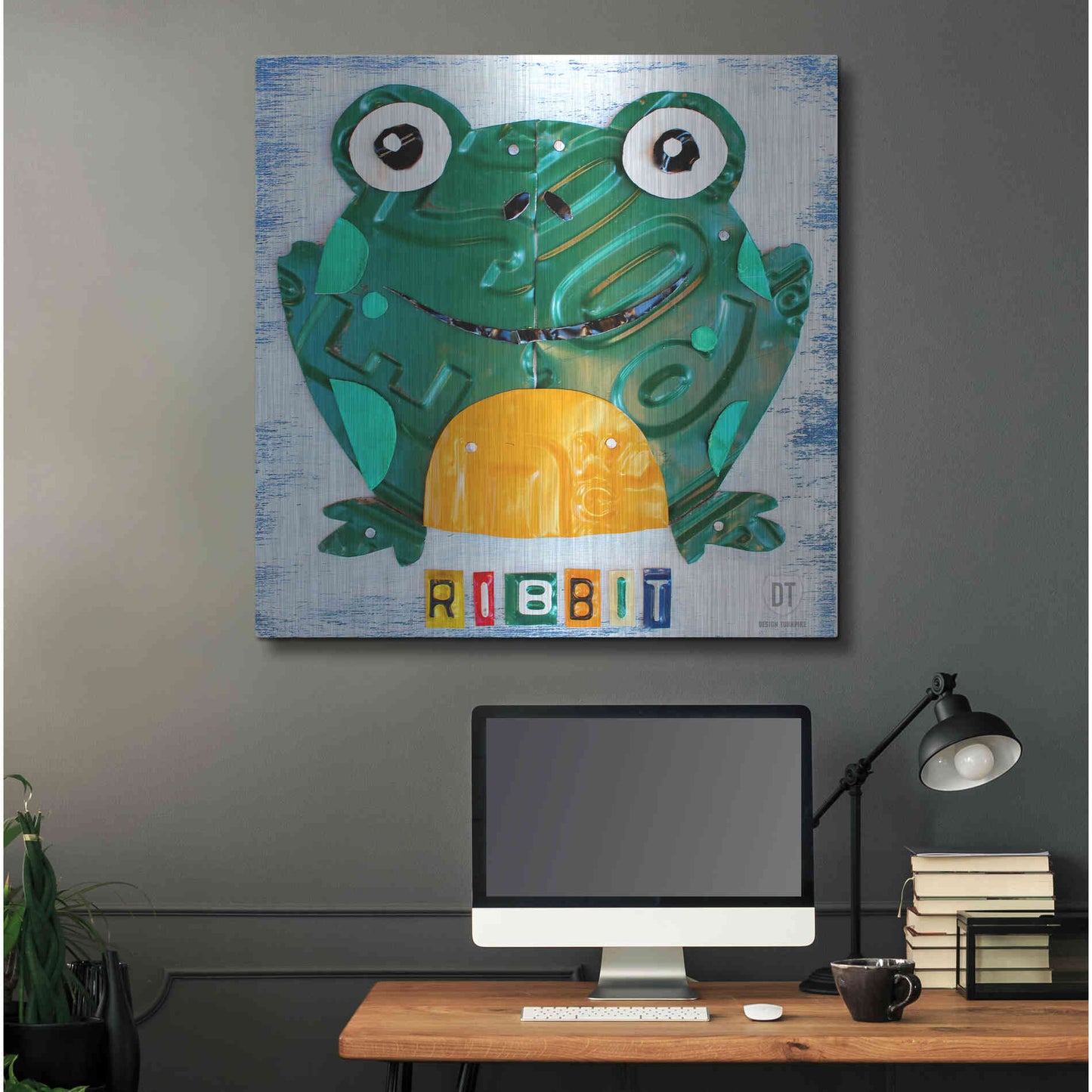 Luxe Metal Art 'Ribbit The Frog' by Design Turnpike, Metal Wall Art,36x36