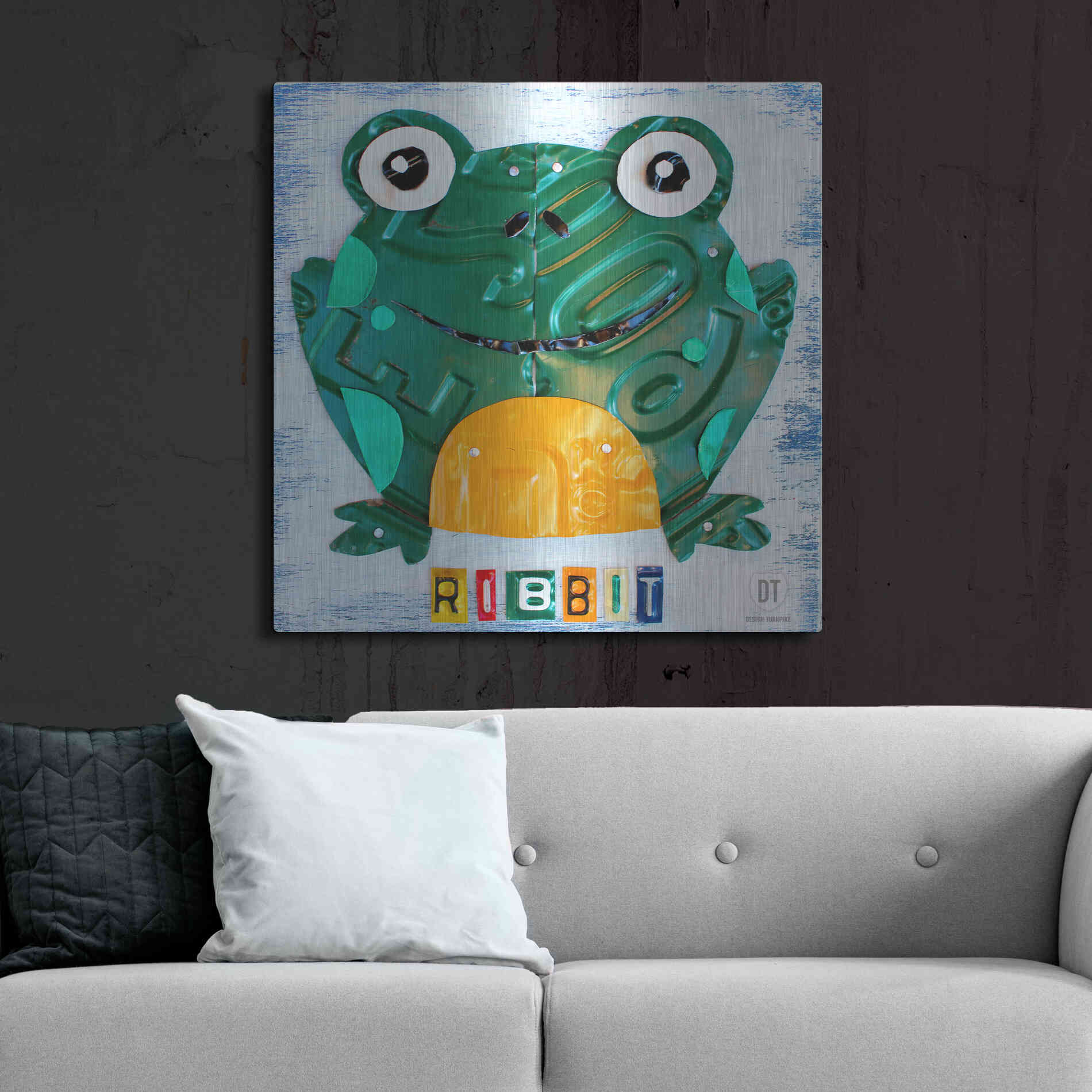 Luxe Metal Art 'Ribbit The Frog' by Design Turnpike, Metal Wall Art,36x36