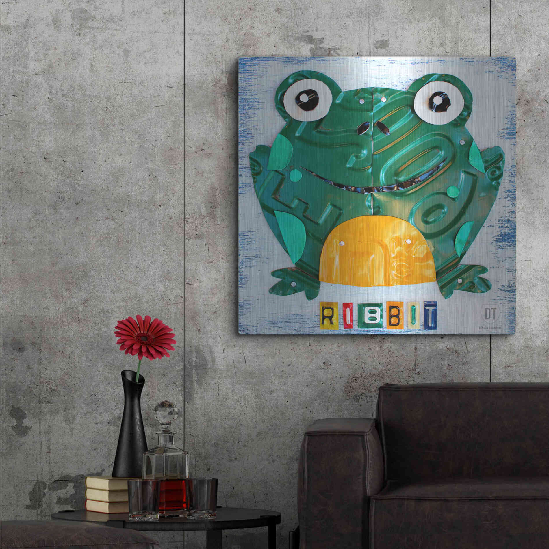 Luxe Metal Art 'Ribbit The Frog' by Design Turnpike, Metal Wall Art,36x36