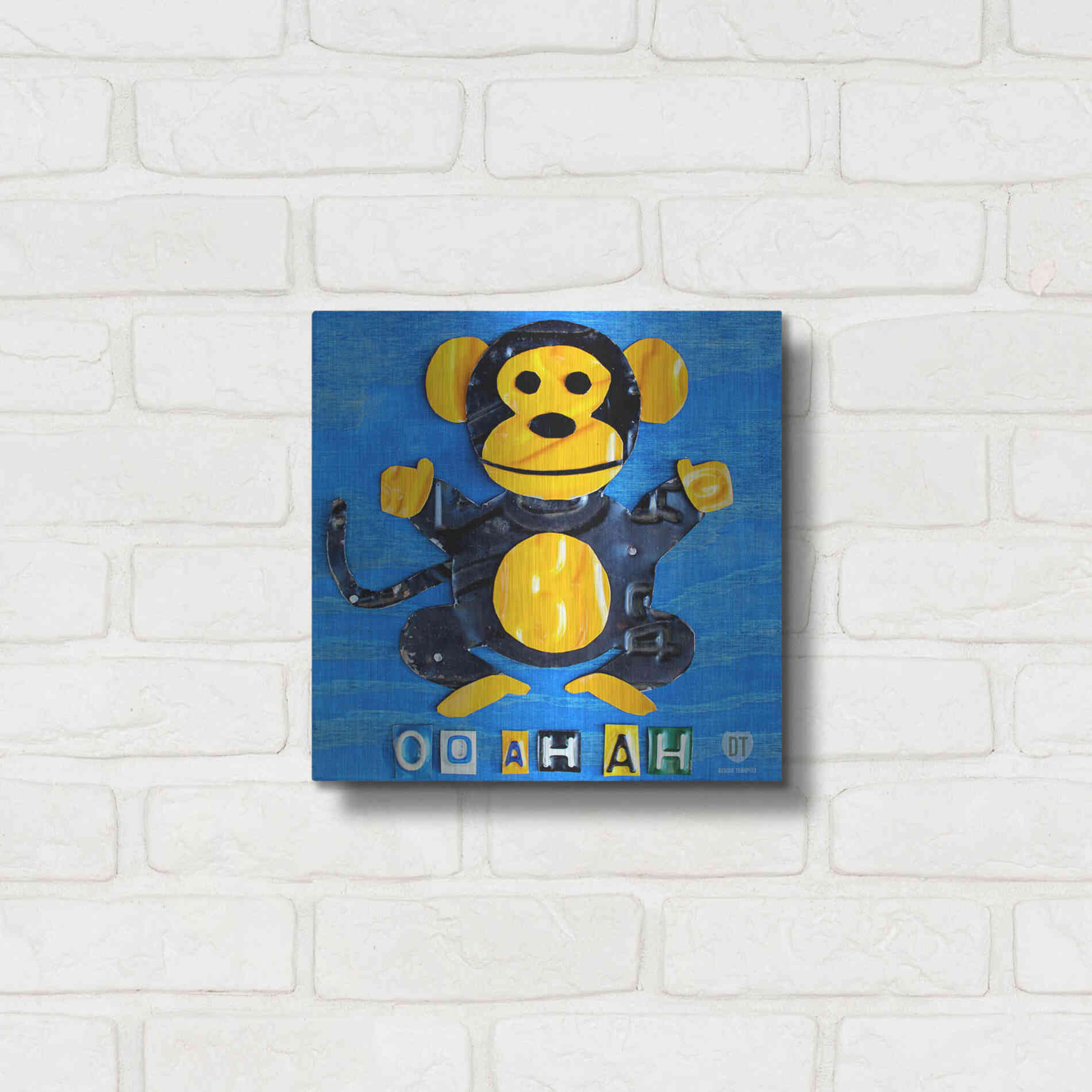 Luxe Metal Art 'Oo Ah Ah The Monkey' by Design Turnpike, Metal Wall Art,12x12
