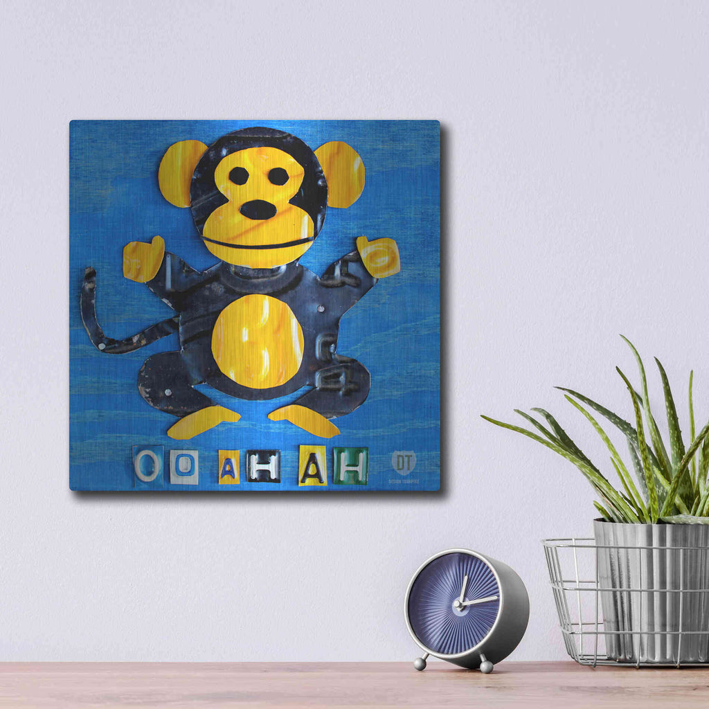 Luxe Metal Art 'Oo Ah Ah The Monkey' by Design Turnpike, Metal Wall Art,12x12