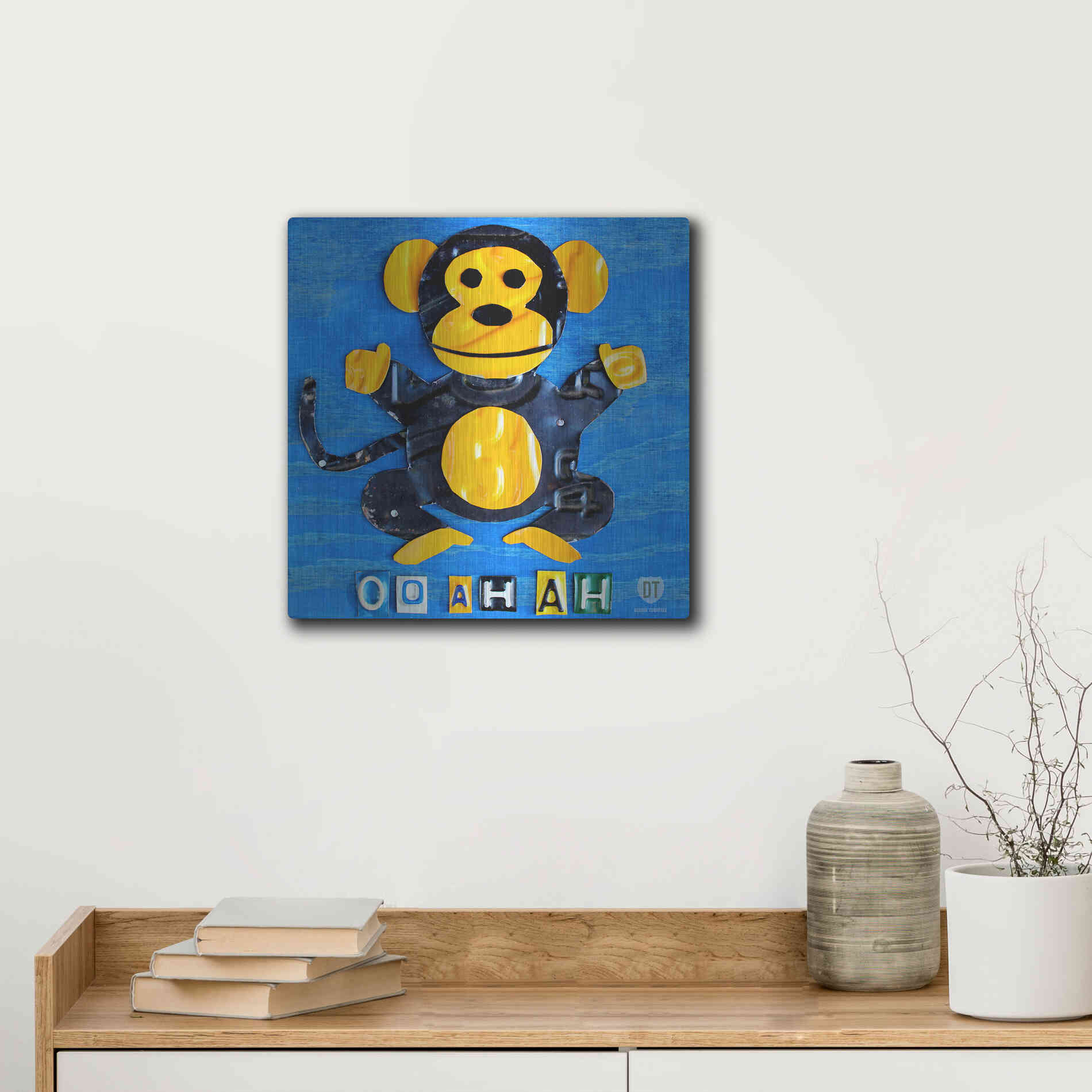 Luxe Metal Art 'Oo Ah Ah The Monkey' by Design Turnpike, Metal Wall Art,12x12