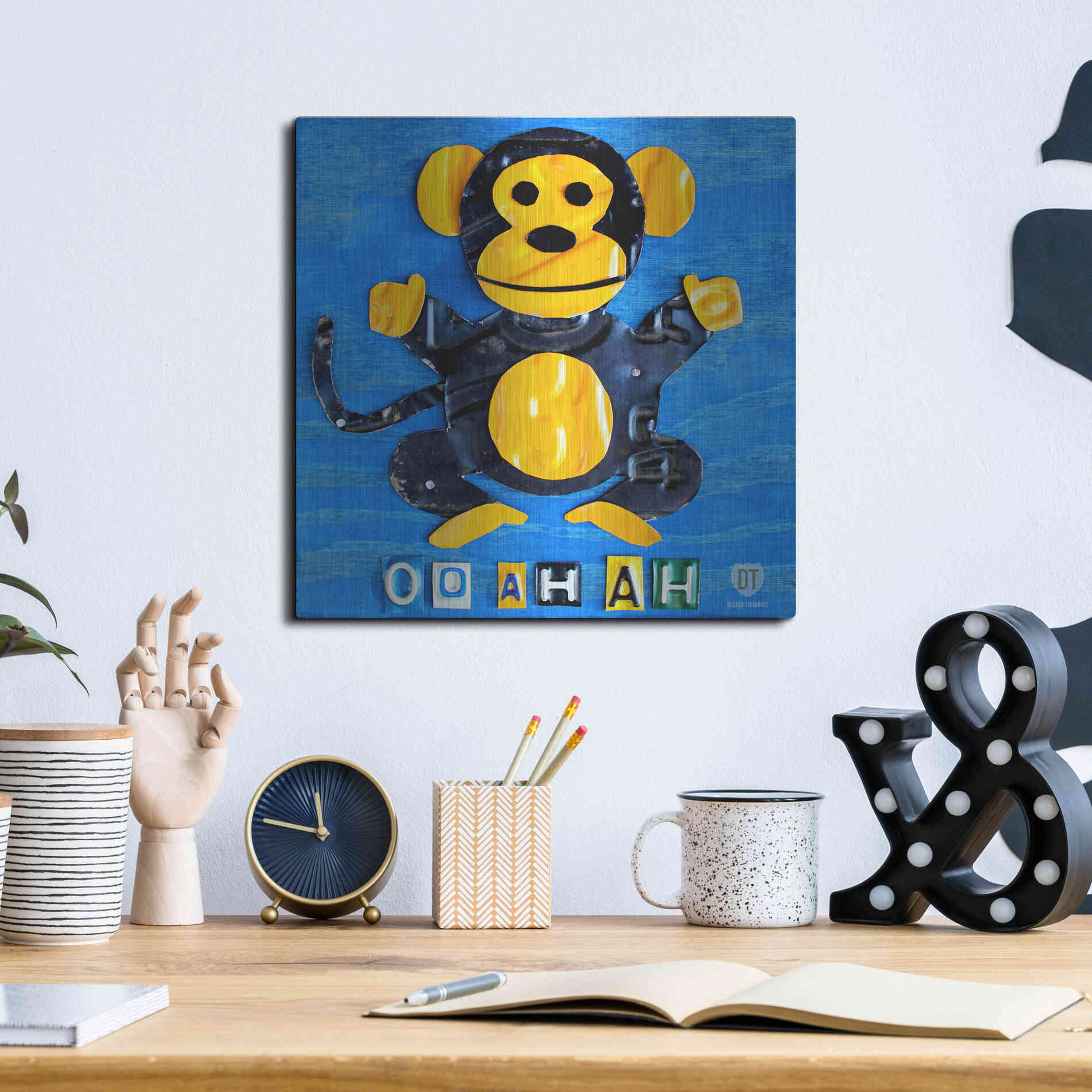 Luxe Metal Art 'Oo Ah Ah The Monkey' by Design Turnpike, Metal Wall Art,12x12