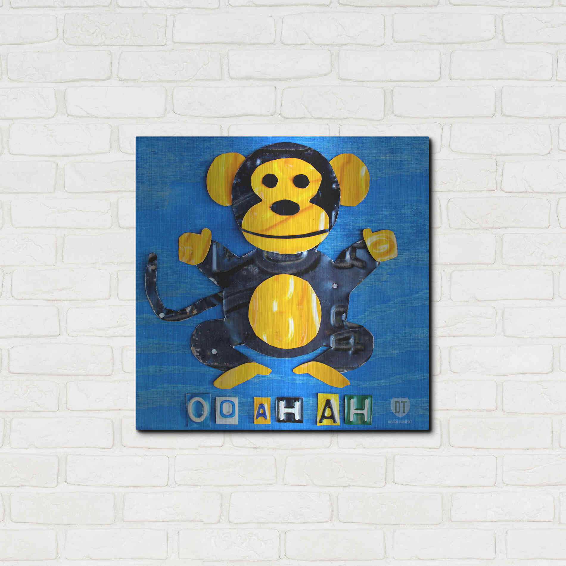 Luxe Metal Art 'Oo Ah Ah The Monkey' by Design Turnpike, Metal Wall Art,24x24