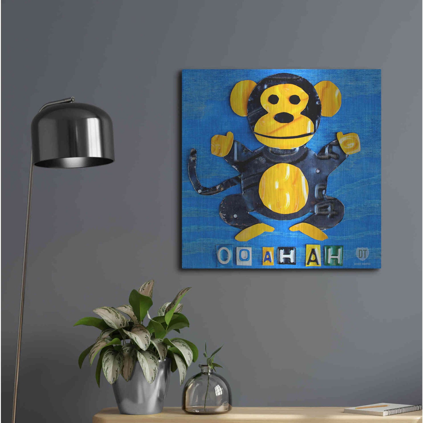Luxe Metal Art 'Oo Ah Ah The Monkey' by Design Turnpike, Metal Wall Art,24x24