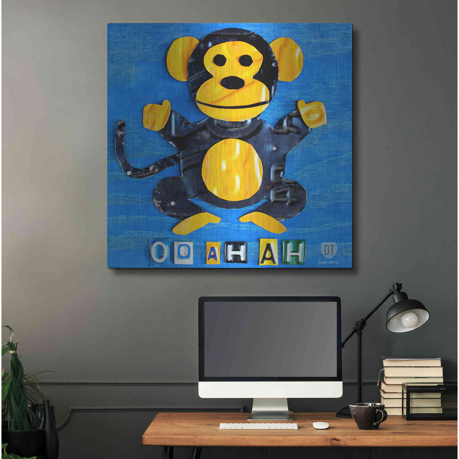 Luxe Metal Art 'Oo Ah Ah The Monkey' by Design Turnpike, Metal Wall Art,36x36