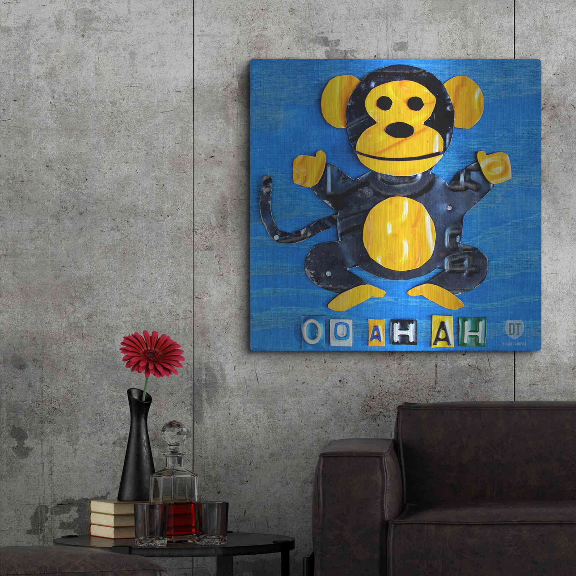 Luxe Metal Art 'Oo Ah Ah The Monkey' by Design Turnpike, Metal Wall Art,36x36