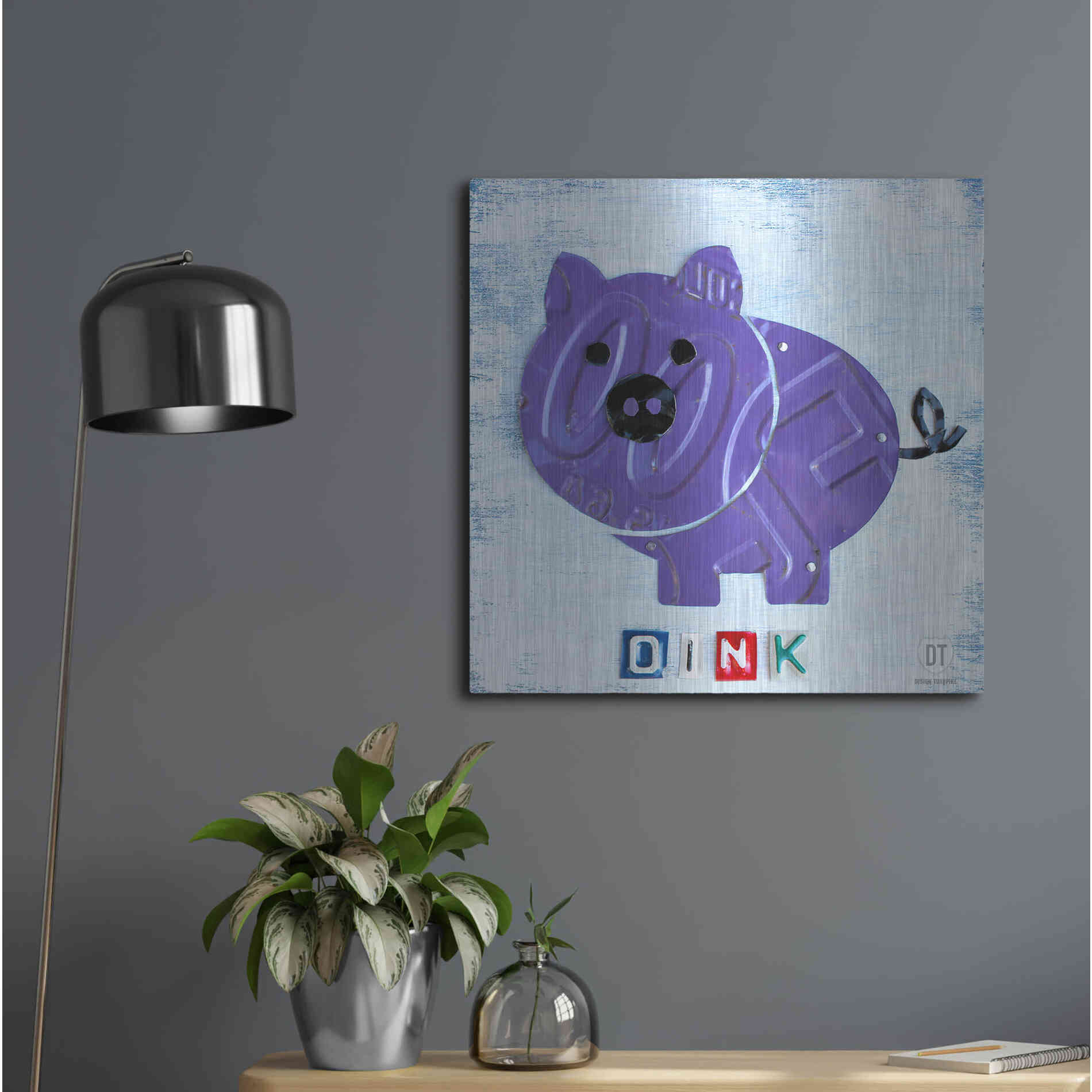 Luxe Metal Art 'Oink The Pig' by Design Turnpike, Metal Wall Art,24x24