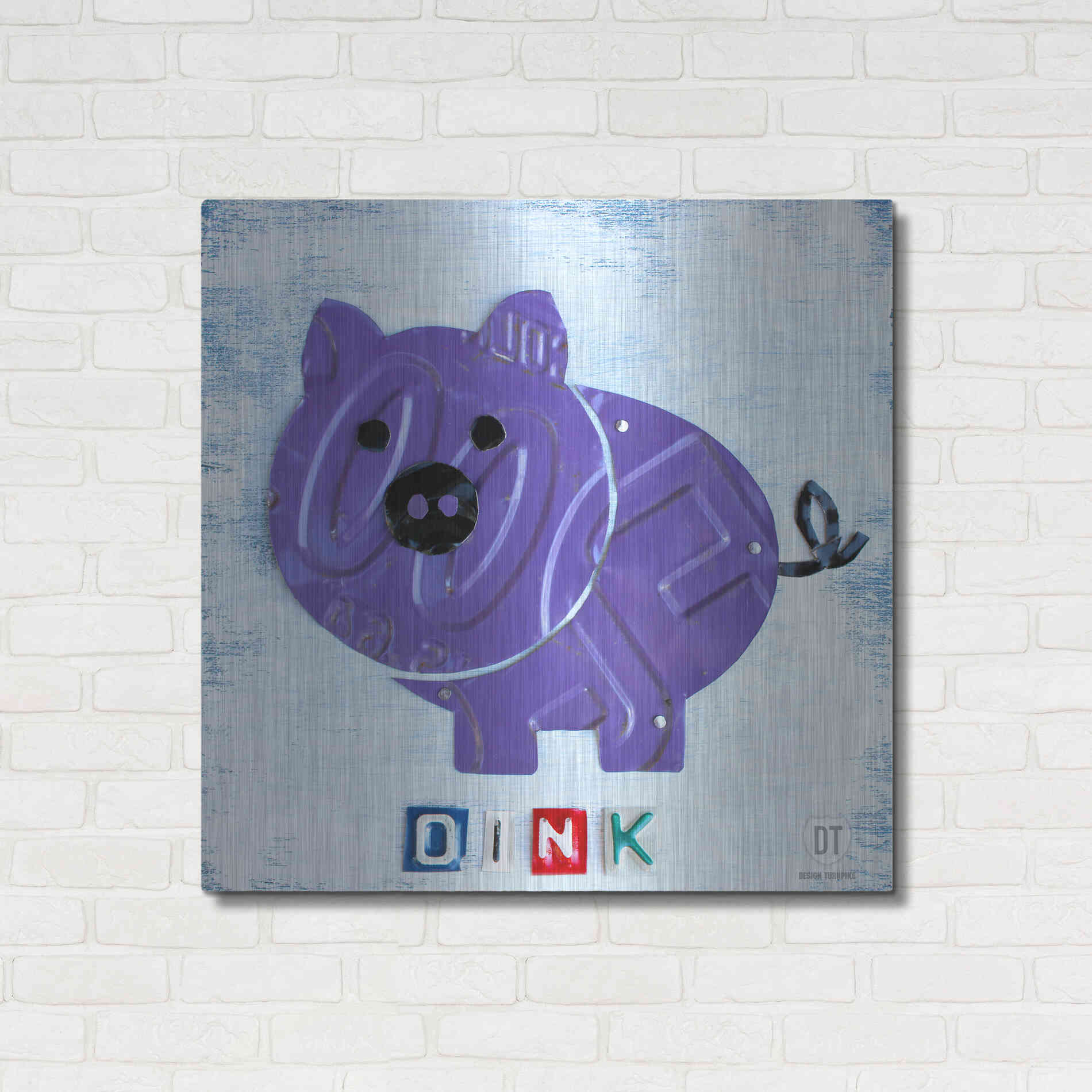 Luxe Metal Art 'Oink The Pig' by Design Turnpike, Metal Wall Art,36x36