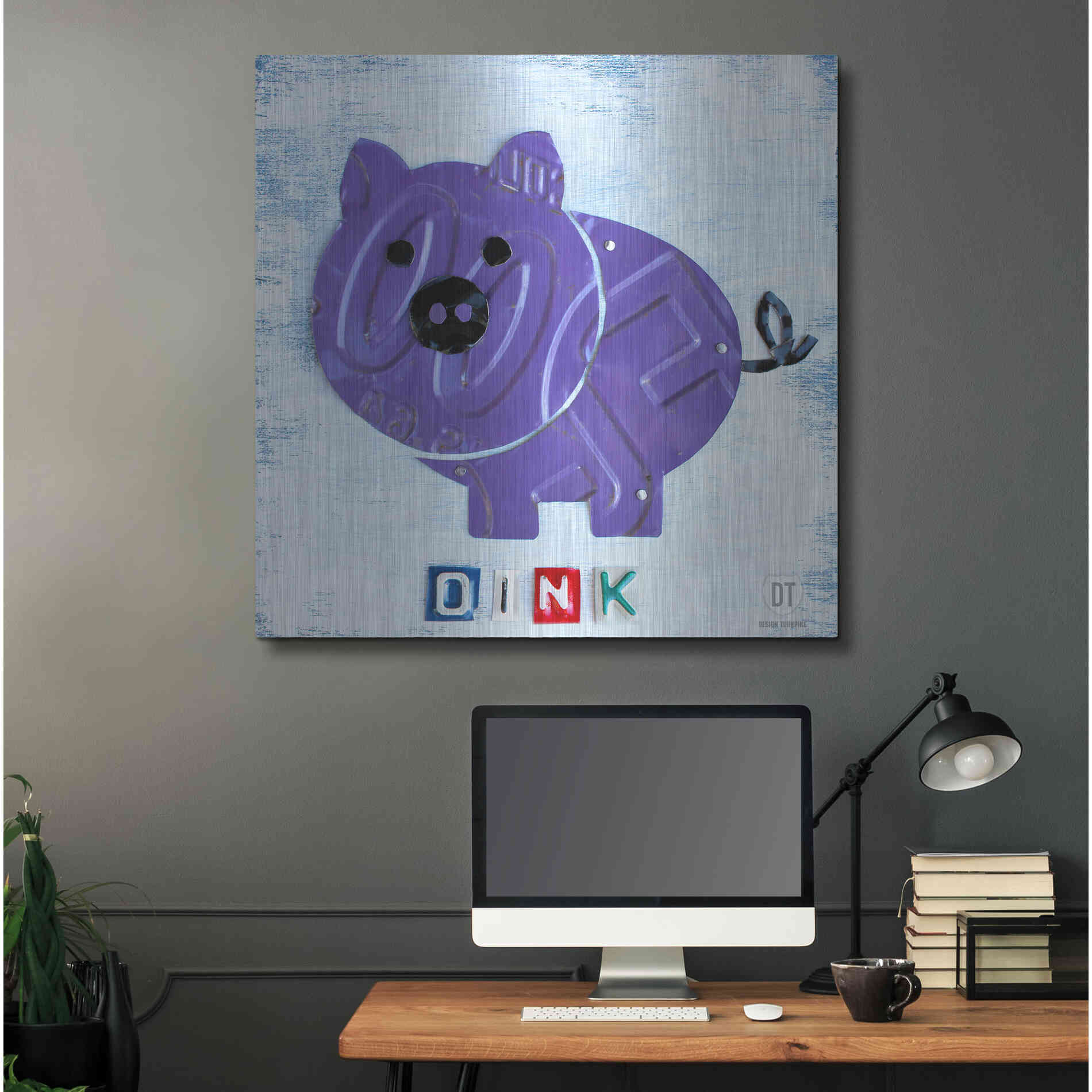 Luxe Metal Art 'Oink The Pig' by Design Turnpike, Metal Wall Art,36x36