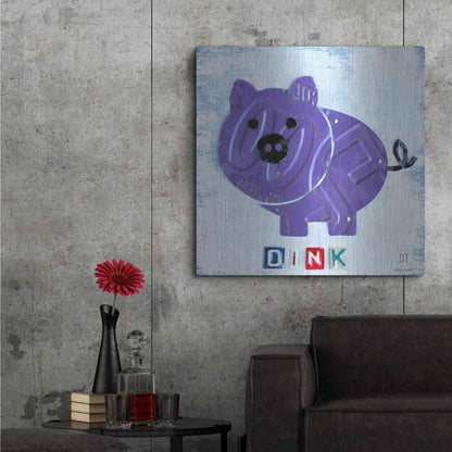 Luxe Metal Art 'Oink The Pig' by Design Turnpike, Metal Wall Art,36x36