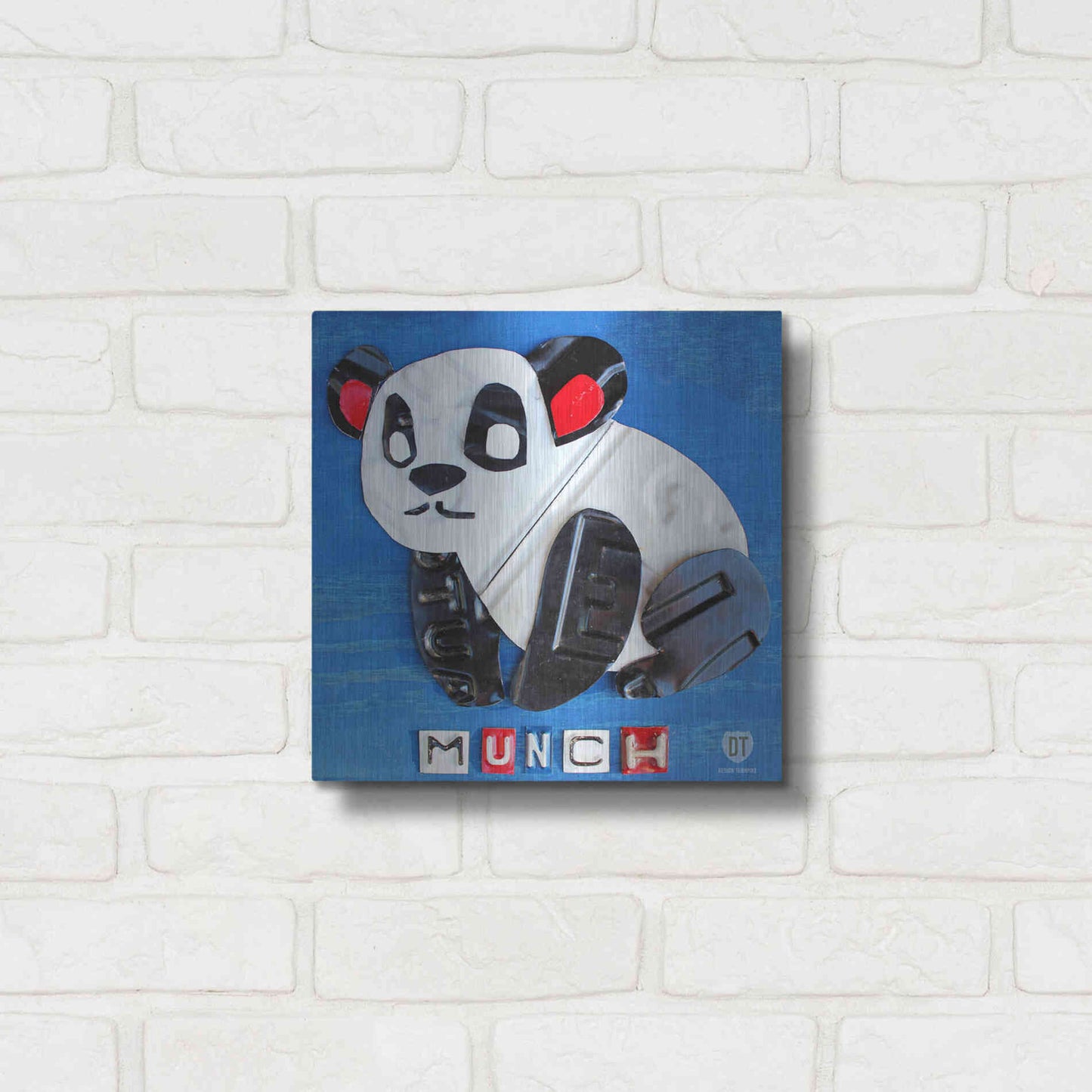 Luxe Metal Art 'Munch The Panda License Plate Art' by Design Turnpike, Metal Wall Art,12x12