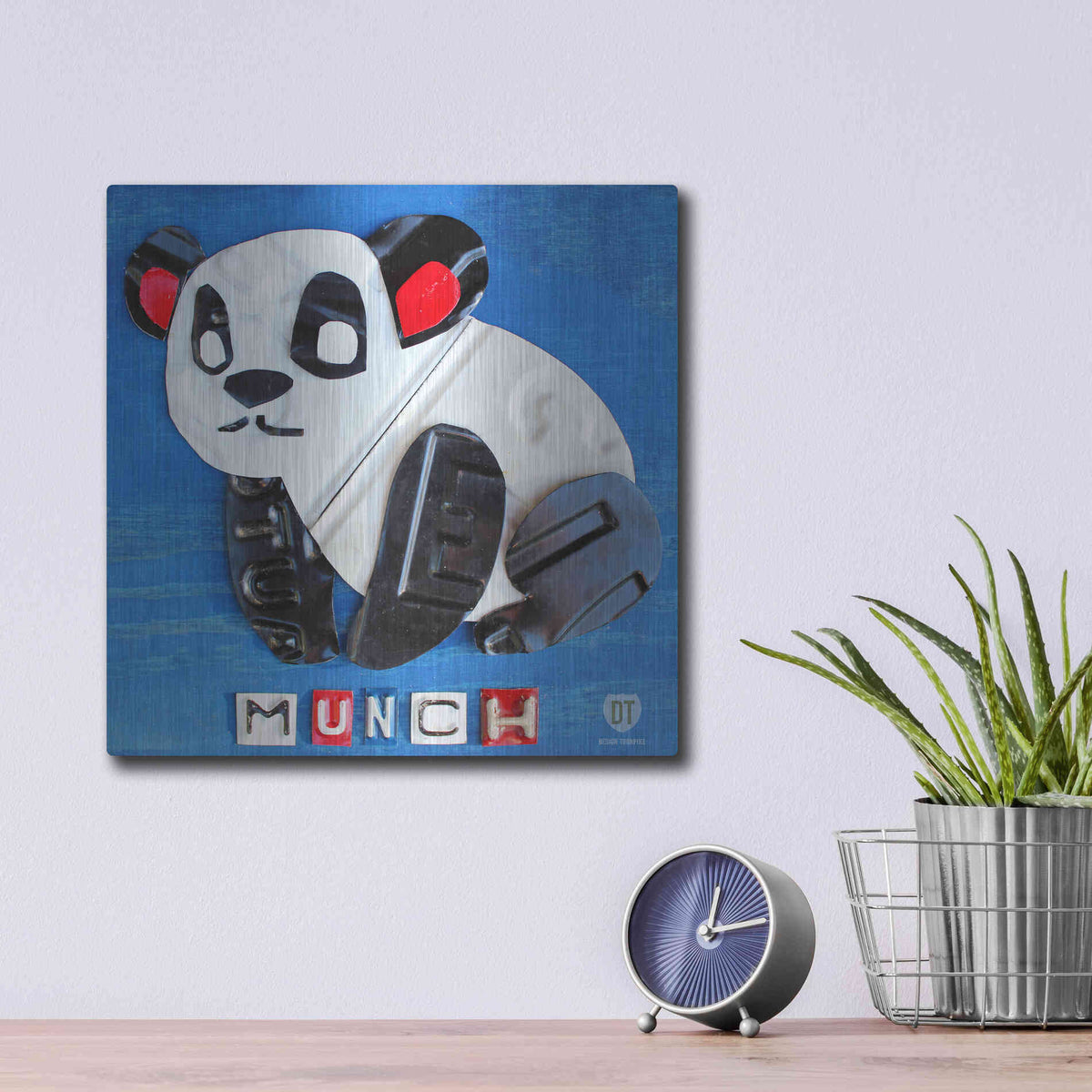 Luxe Metal Art 'Munch The Panda License Plate Art' by Design Turnpike, Metal Wall Art,12x12