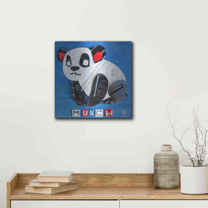 Luxe Metal Art 'Munch The Panda License Plate Art' by Design Turnpike, Metal Wall Art,12x12