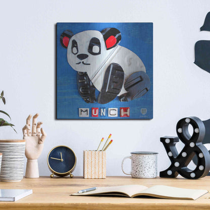 Luxe Metal Art 'Munch The Panda License Plate Art' by Design Turnpike, Metal Wall Art,12x12