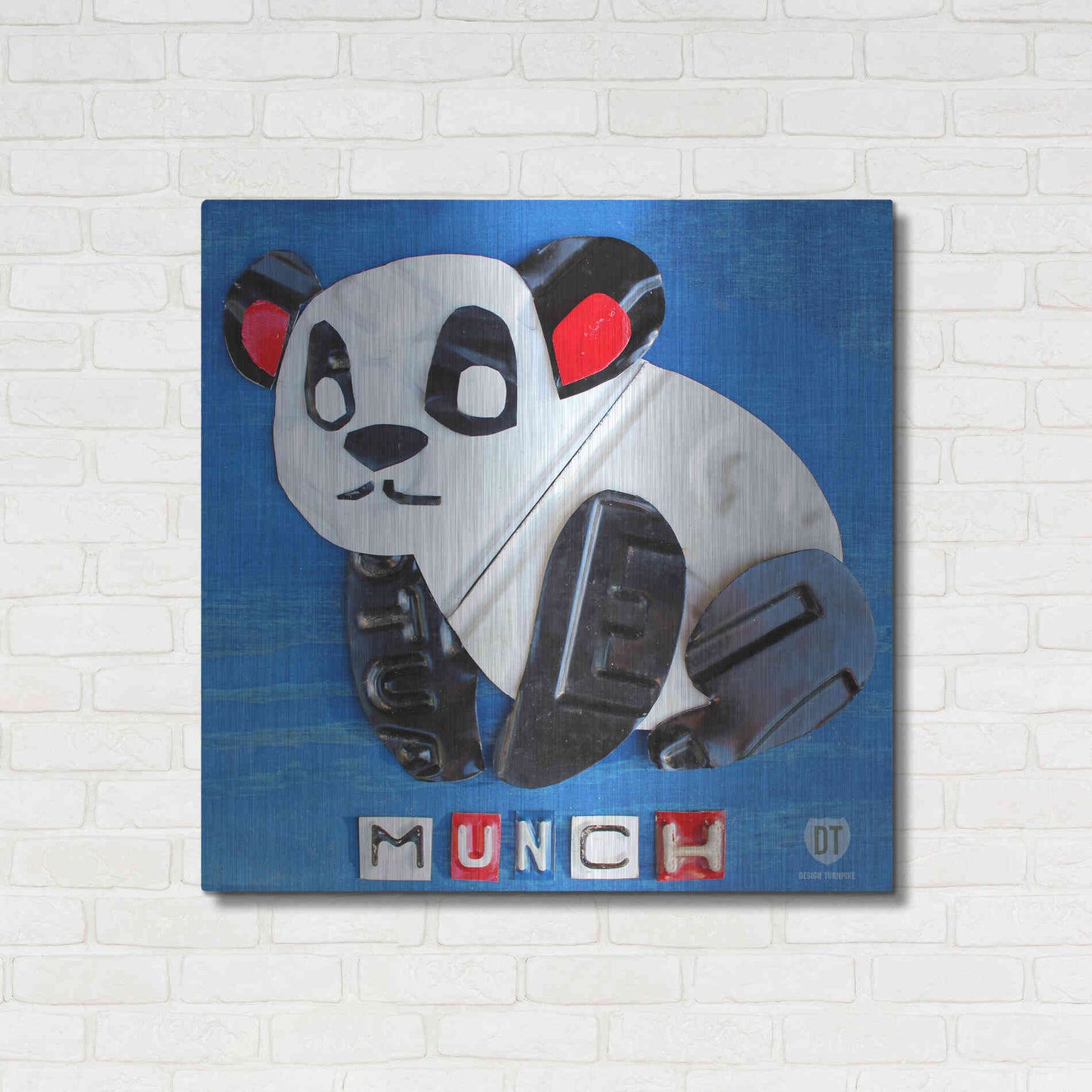 Luxe Metal Art 'Munch The Panda License Plate Art' by Design Turnpike, Metal Wall Art,36x36