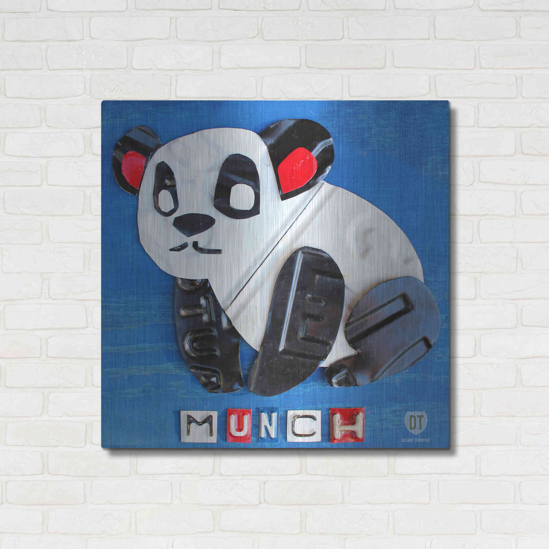 Luxe Metal Art 'Munch The Panda License Plate Art' by Design Turnpike, Metal Wall Art,36x36