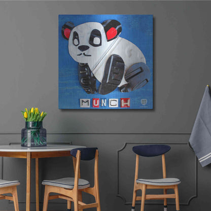 Luxe Metal Art 'Munch The Panda License Plate Art' by Design Turnpike, Metal Wall Art,36x36