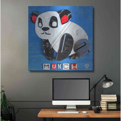 Luxe Metal Art 'Munch The Panda License Plate Art' by Design Turnpike, Metal Wall Art,36x36