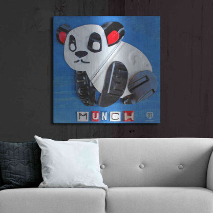 Luxe Metal Art 'Munch The Panda License Plate Art' by Design Turnpike, Metal Wall Art,36x36