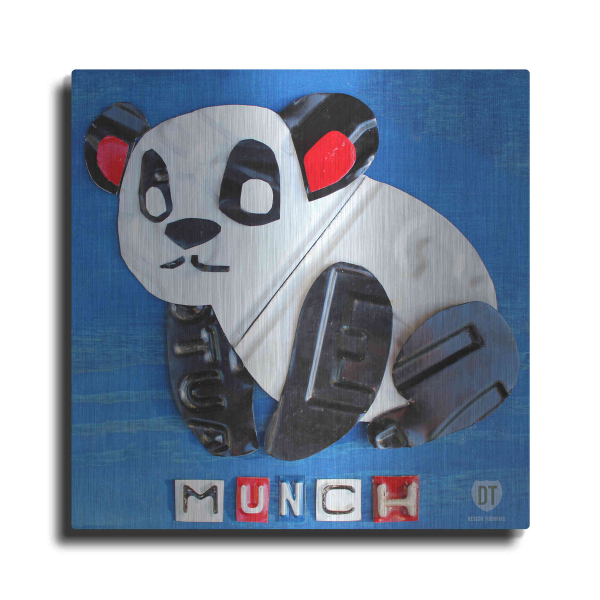 Luxe Metal Art 'Munch The Panda License Plate Art' by Design Turnpike, Metal Wall Art