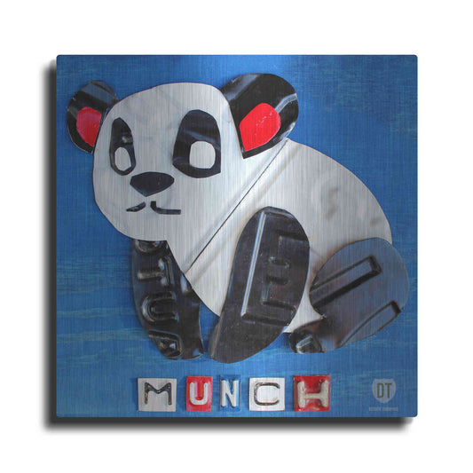 Luxe Metal Art 'Munch The Panda License Plate Art' by Design Turnpike, Metal Wall Art