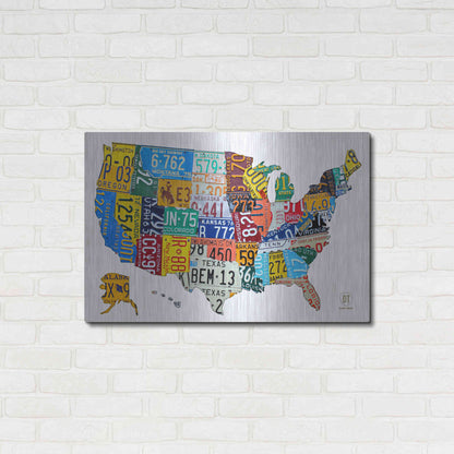 Luxe Metal Art 'License Plate Map USA on Wood' by Design Turnpike, Metal Wall Art,36x24