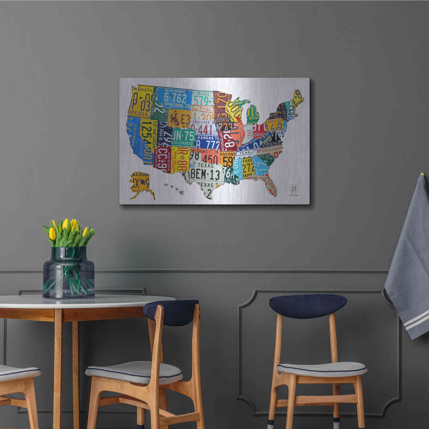 Luxe Metal Art 'License Plate Map USA on Wood' by Design Turnpike, Metal Wall Art,36x24