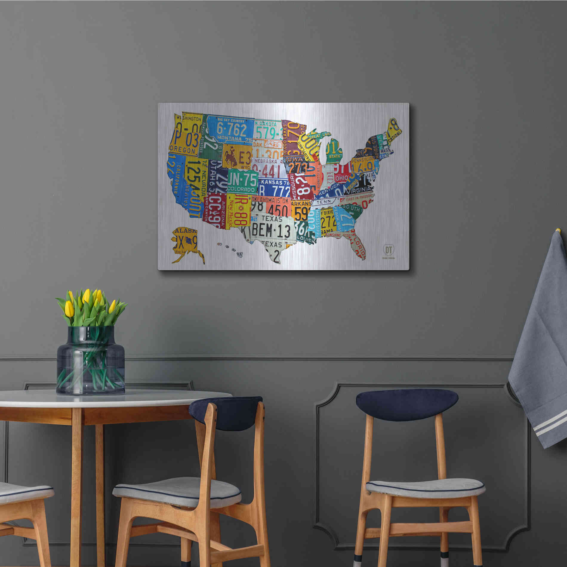Luxe Metal Art 'License Plate Map USA on Wood' by Design Turnpike, Metal Wall Art,36x24