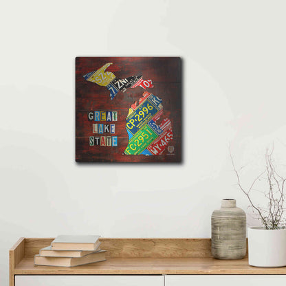 Luxe Metal Art 'Michigan License Plate Map Large' by Design Turnpike, Metal Wall Art,12x12