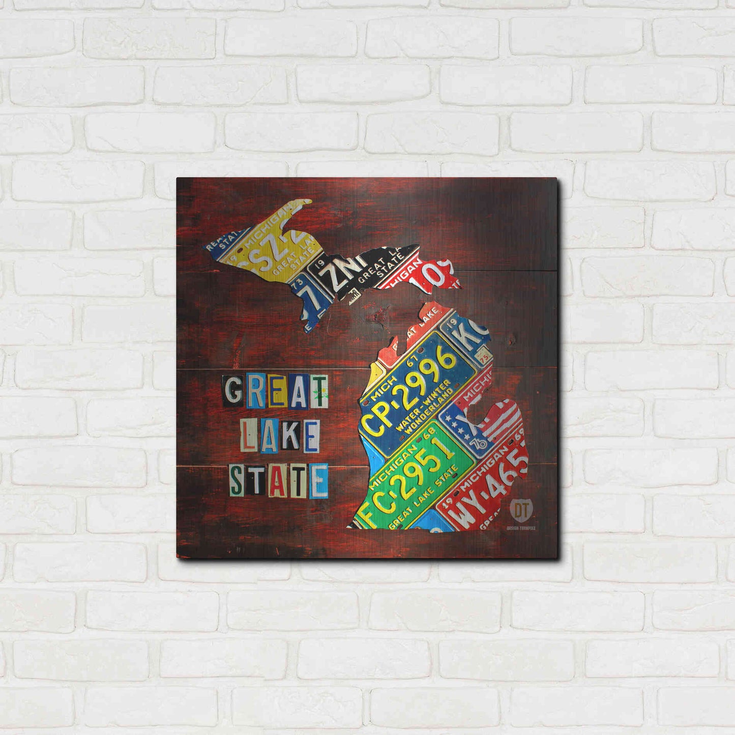 Luxe Metal Art 'Michigan License Plate Map Large' by Design Turnpike, Metal Wall Art,24x24