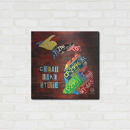 Luxe Metal Art 'Michigan License Plate Map Large' by Design Turnpike, Metal Wall Art,24x24