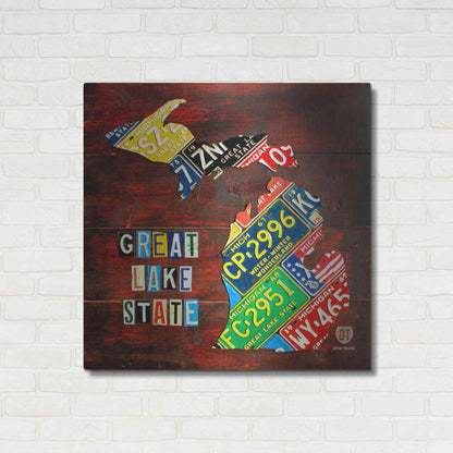 Luxe Metal Art 'Michigan License Plate Map Large' by Design Turnpike, Metal Wall Art,36x36