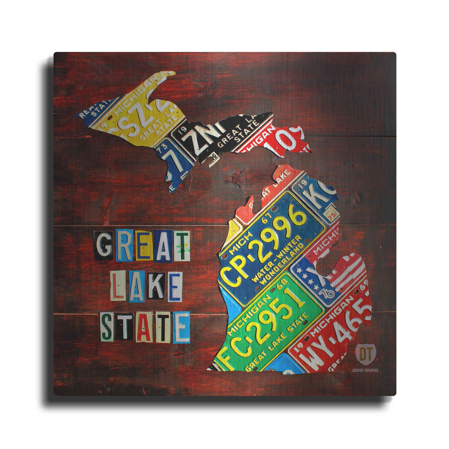 Luxe Metal Art 'Michigan License Plate Map Large' by Design Turnpike, Metal Wall Art