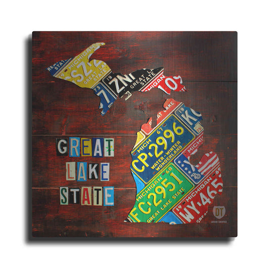 Luxe Metal Art 'Michigan License Plate Map Large' by Design Turnpike, Metal Wall Art