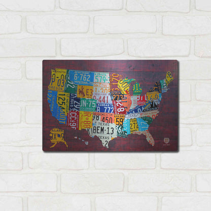 Luxe Metal Art 'License Plate Map Usa Large' by Design Turnpike, Metal Wall Art,16x12