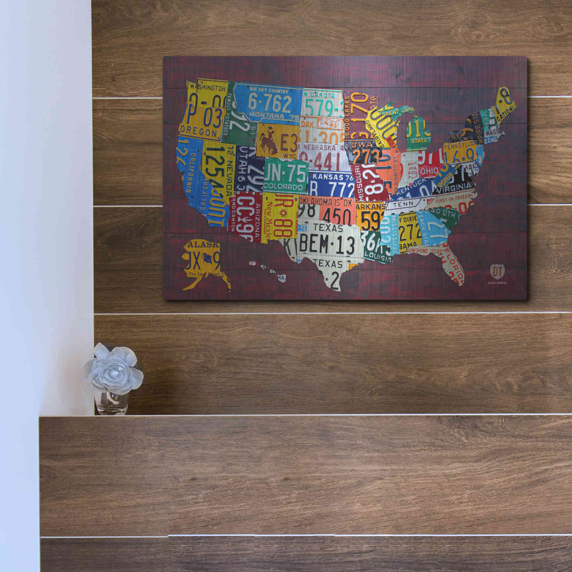 Luxe Metal Art 'License Plate Map Usa Large' by Design Turnpike, Metal Wall Art,16x12