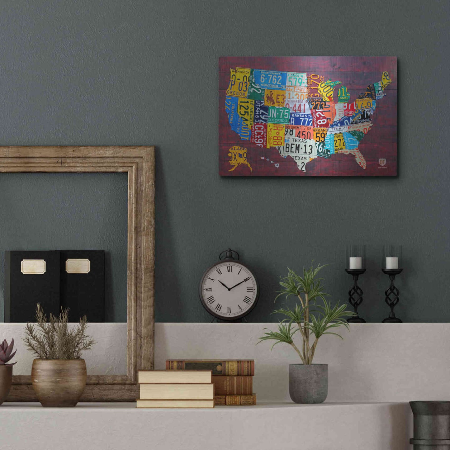 Luxe Metal Art 'License Plate Map Usa Large' by Design Turnpike, Metal Wall Art,16x12