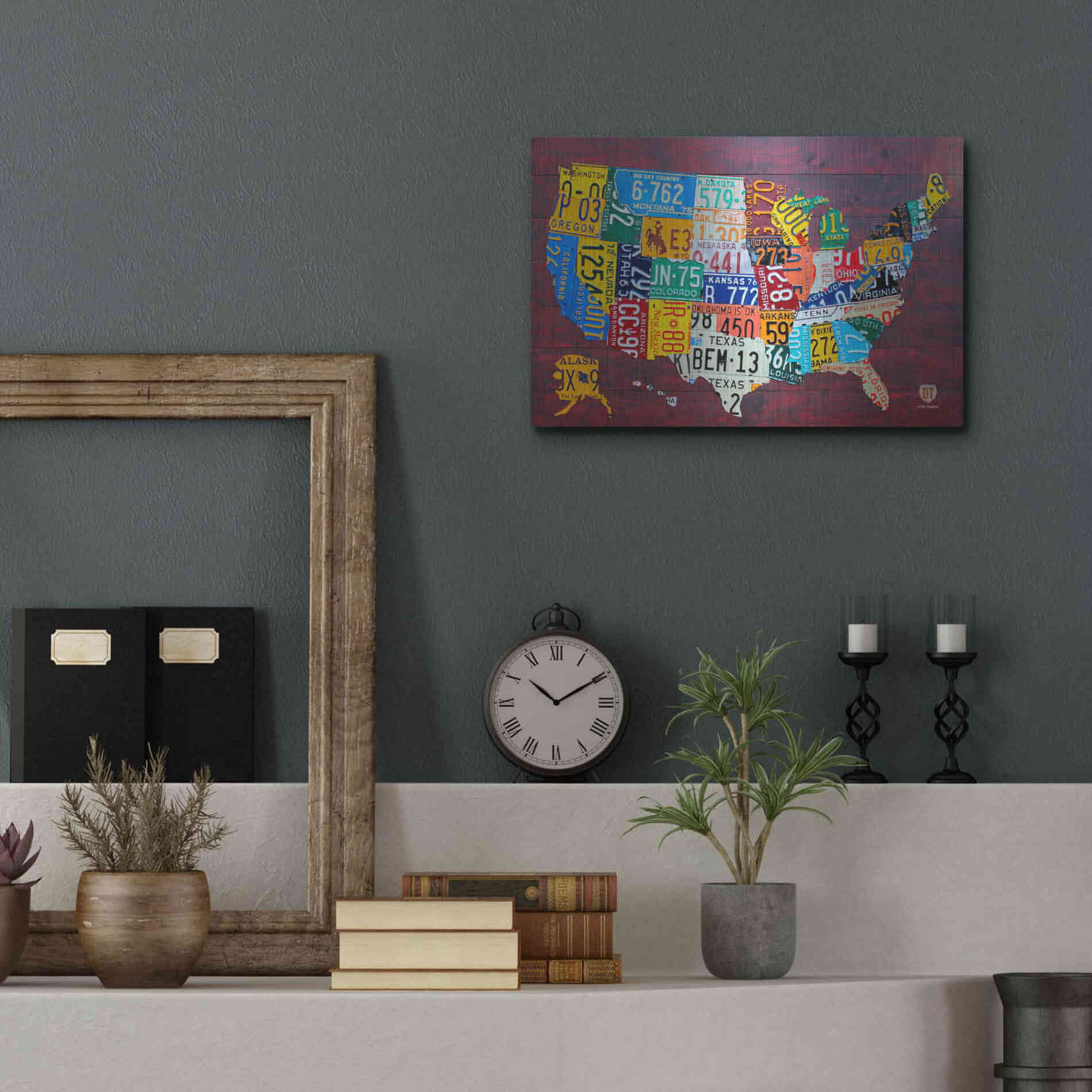 Luxe Metal Art 'License Plate Map Usa Large' by Design Turnpike, Metal Wall Art,16x12