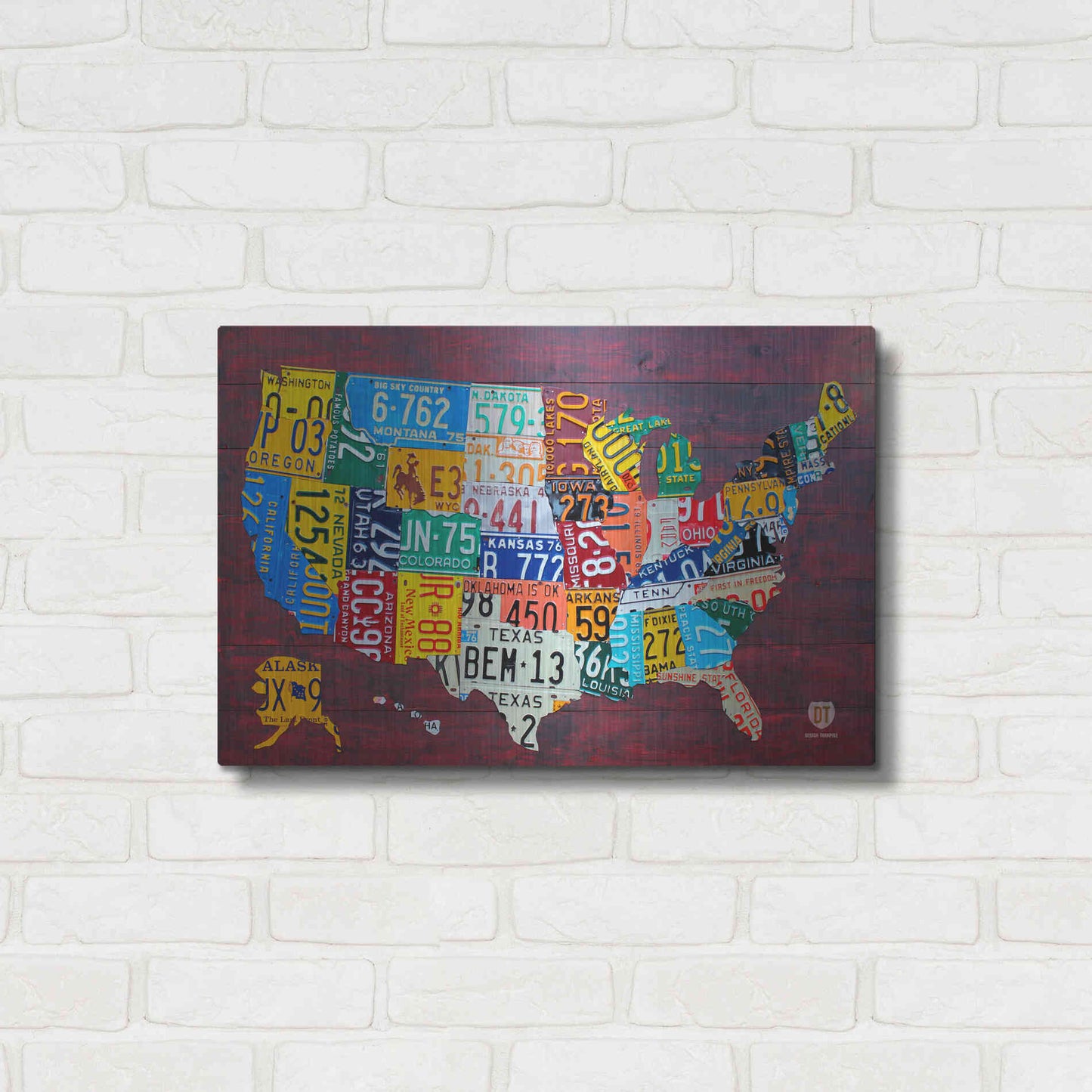 Luxe Metal Art 'License Plate Map Usa Large' by Design Turnpike, Metal Wall Art,24x16