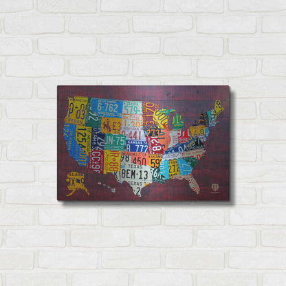 Luxe Metal Art 'License Plate Map Usa Large' by Design Turnpike, Metal Wall Art,24x16