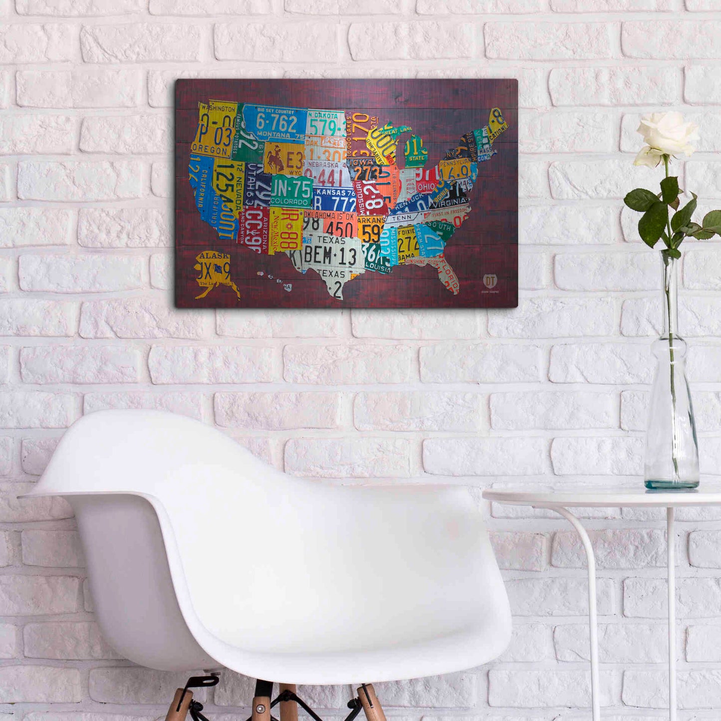 Luxe Metal Art 'License Plate Map Usa Large' by Design Turnpike, Metal Wall Art,24x16