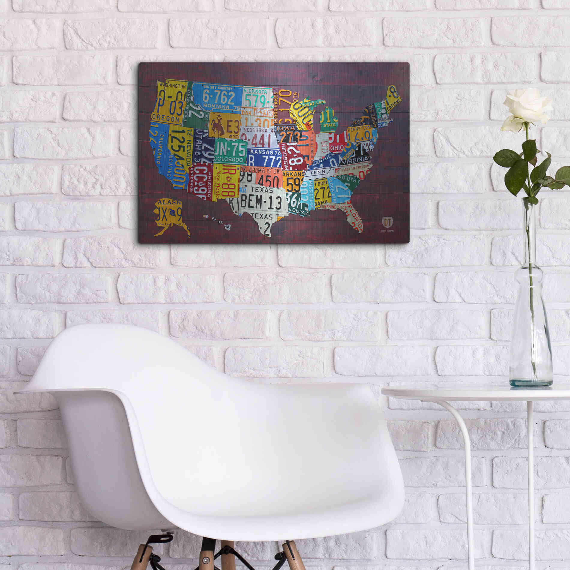 Luxe Metal Art 'License Plate Map Usa Large' by Design Turnpike, Metal Wall Art,24x16
