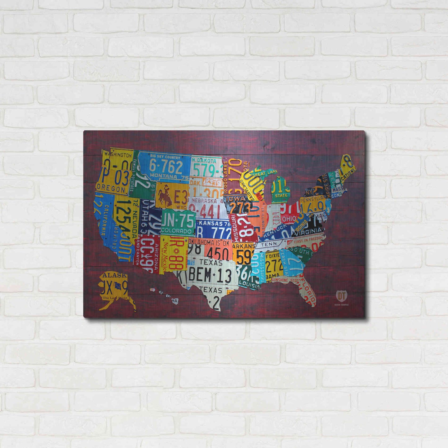 Luxe Metal Art 'License Plate Map Usa Large' by Design Turnpike, Metal Wall Art,36x24