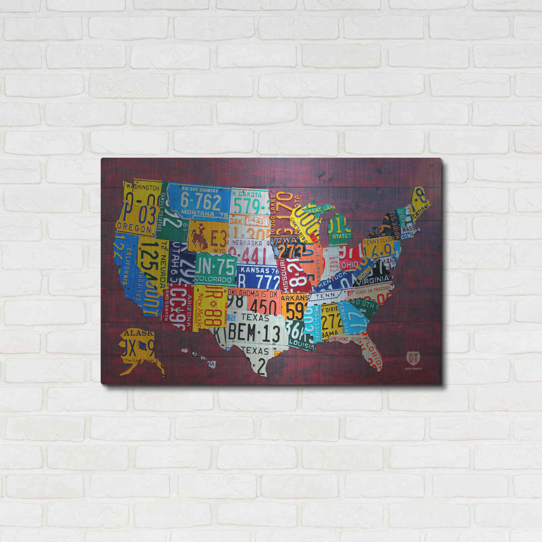 Luxe Metal Art 'License Plate Map Usa Large' by Design Turnpike, Metal Wall Art,36x24
