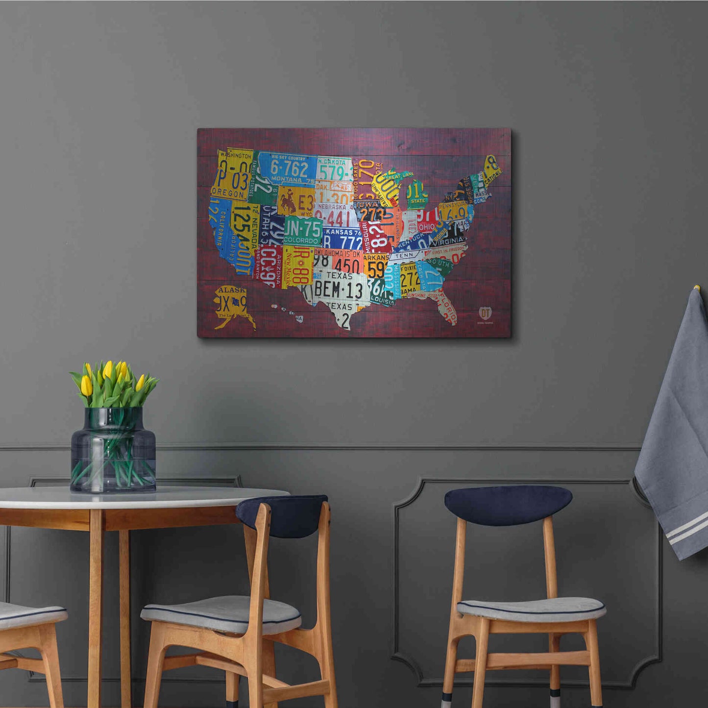 Luxe Metal Art 'License Plate Map Usa Large' by Design Turnpike, Metal Wall Art,36x24