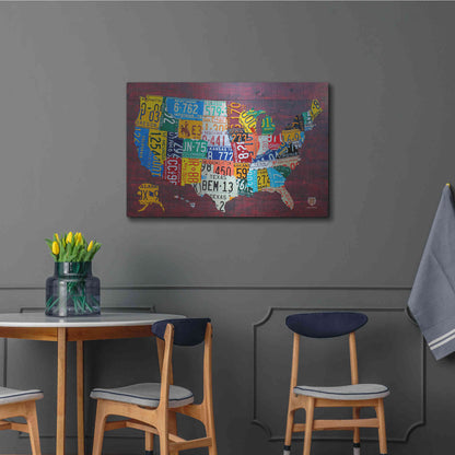 Luxe Metal Art 'License Plate Map Usa Large' by Design Turnpike, Metal Wall Art,36x24