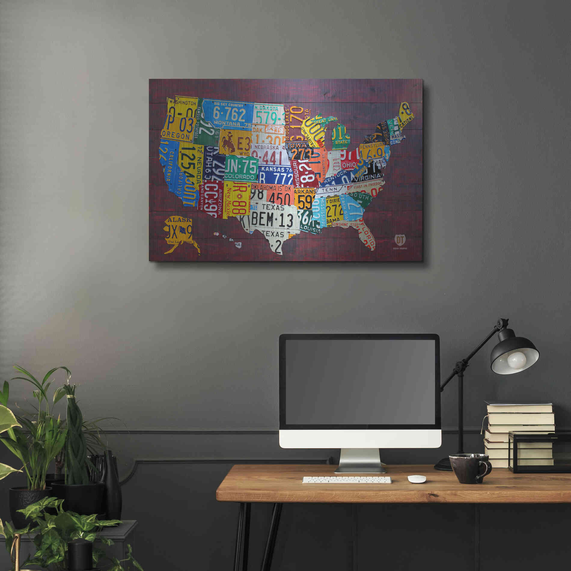 Luxe Metal Art 'License Plate Map Usa Large' by Design Turnpike, Metal Wall Art,36x24